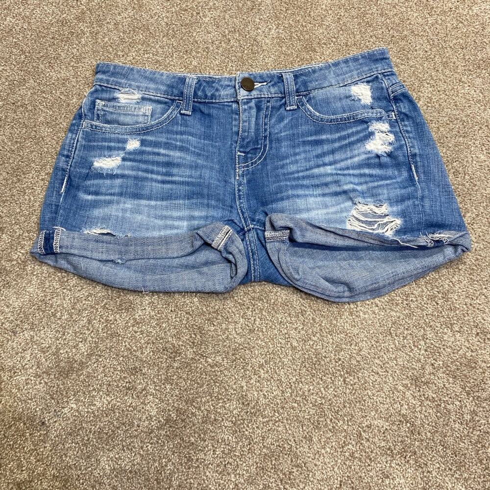 Buckle Distressed Frayed BKE Stella Denim Shorts 25 Cuffed Festival Shabby rodeo